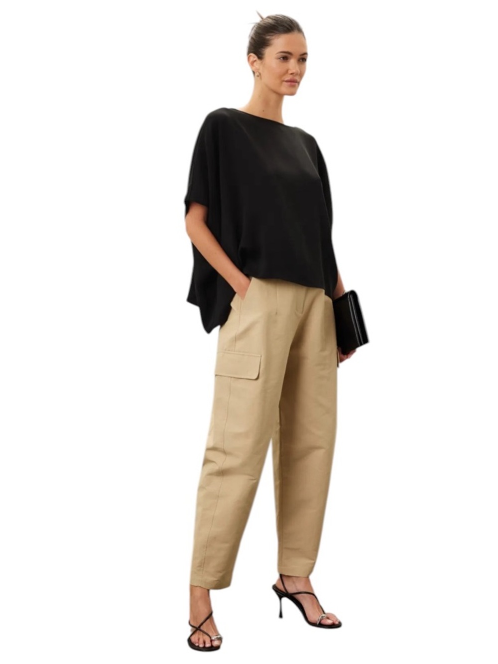 Natori- Stretch Crepe Black Top Size L
